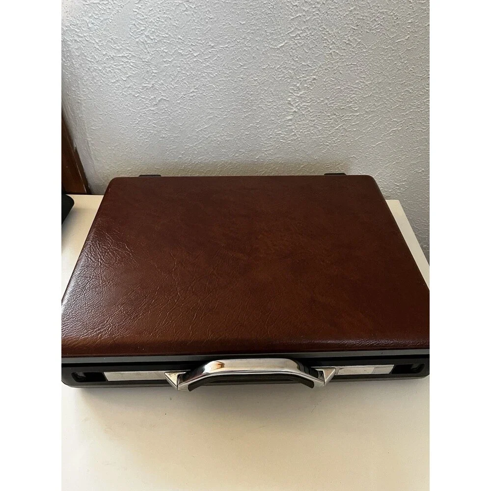 Vintage Samsonite Accord Brown Faux Leather Hardshell Briefcase